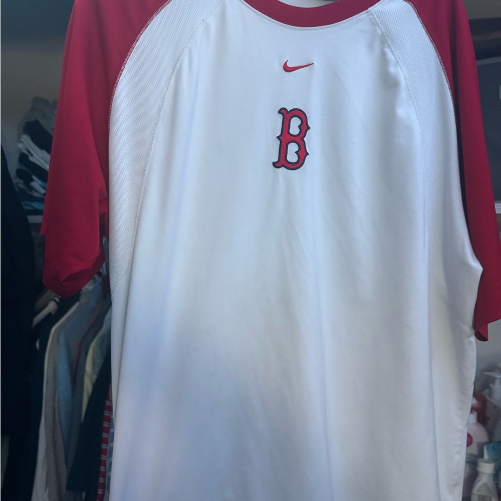 Nike Red and White Baseball Vintage Shirt